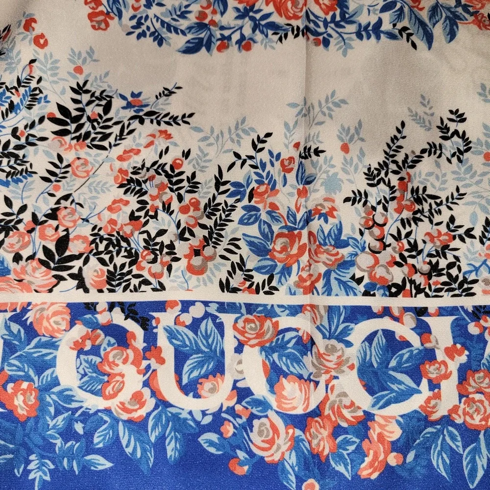 Fashion Designer Floral Silk Scarf - Multicolor New! - Picture 3 of 6